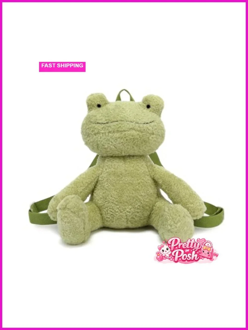 Cute Frog Stuffed Animal Plush Backpack Kawaii Fluffy Bag with Adjustable Strap